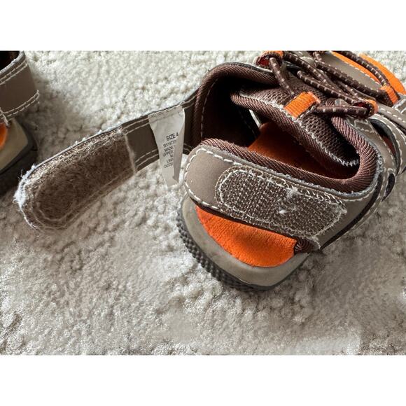Koala Kids Sandals Toddler Boy Size 4 Brown Orange Hook & Loop - Picture 5 of 8